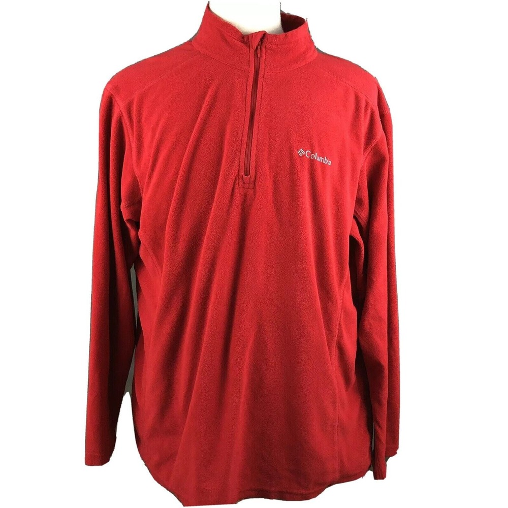 Columbia Sportswear‎ 1/2 Zip Fleece Jacket Men's XL Outdoor Hiking Coat Red